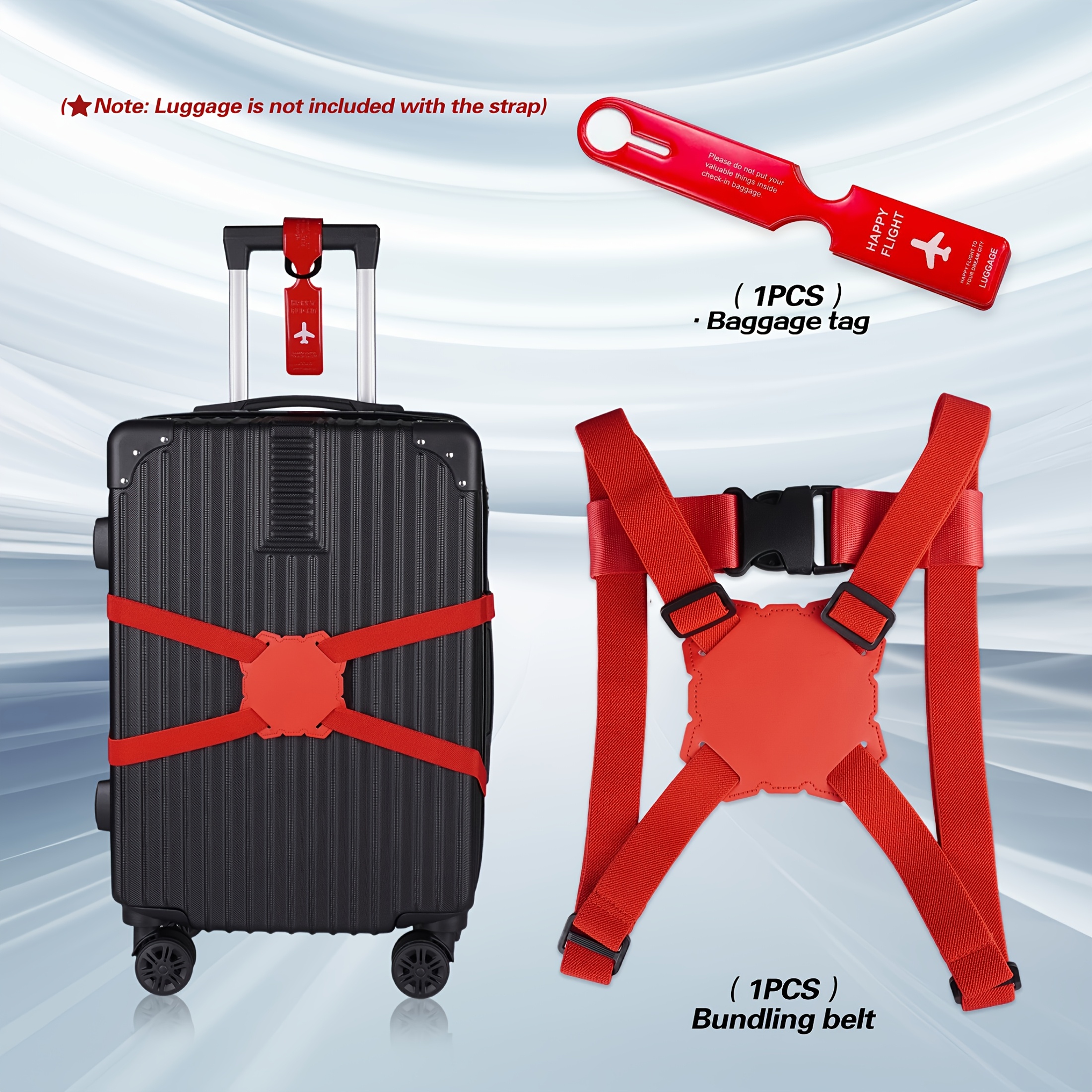 Travel Accessories In Bulk - 2-Piece Luggage Strap Set + Luggage