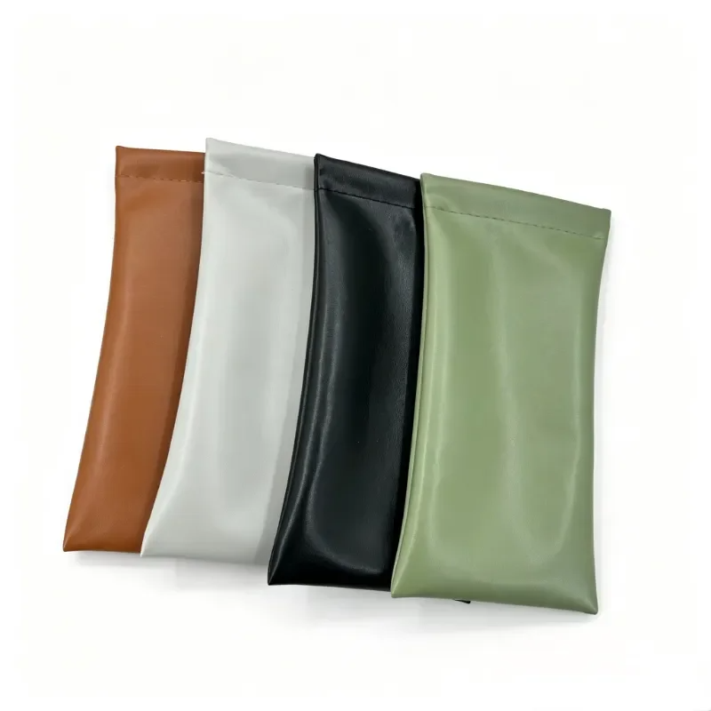 Travel Accessories Pouch For Women - Soft PU Leather Sunglasses Case, Self-Closing
