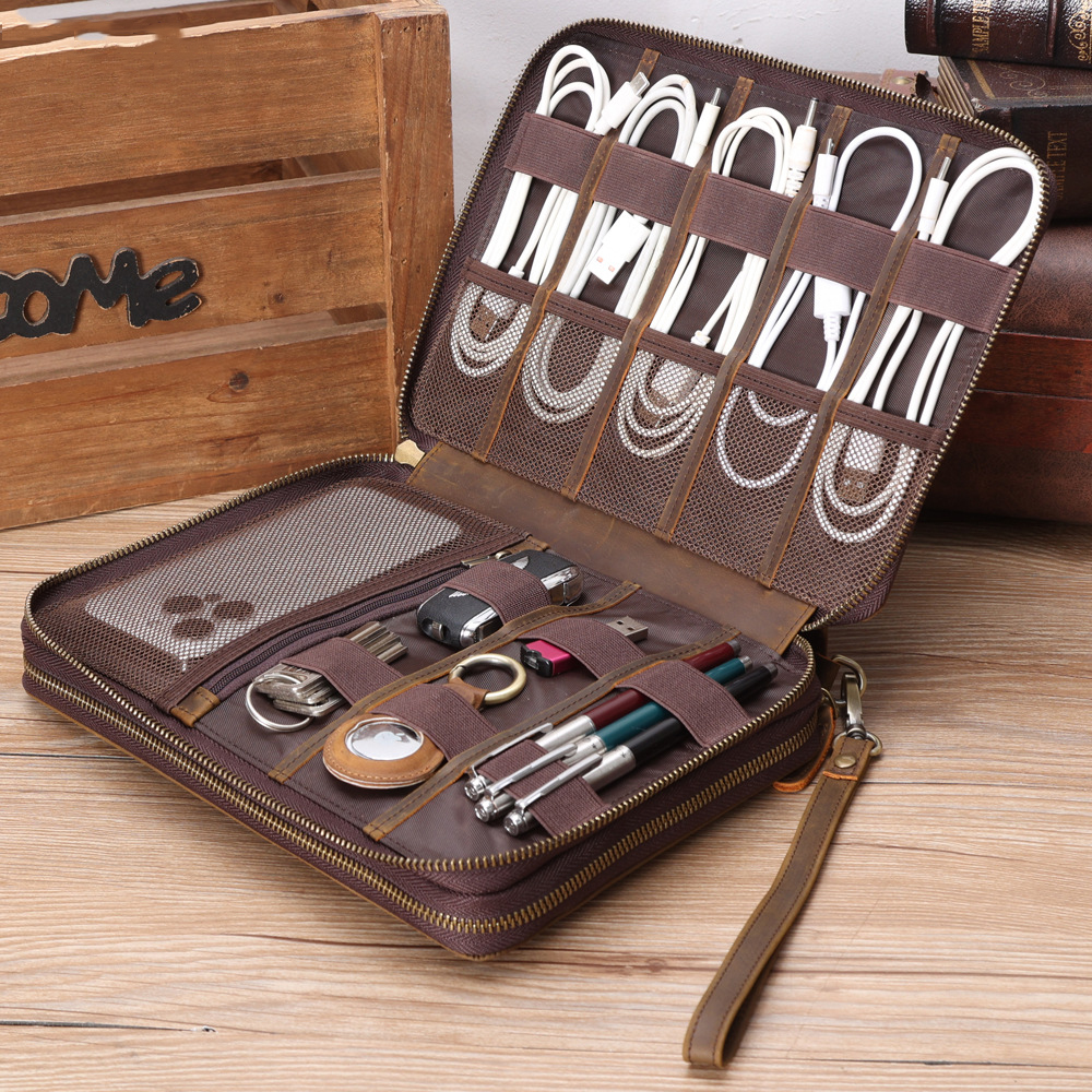 Travel Accessories Electronics - Full Grain Leather Travel Cable Accessories