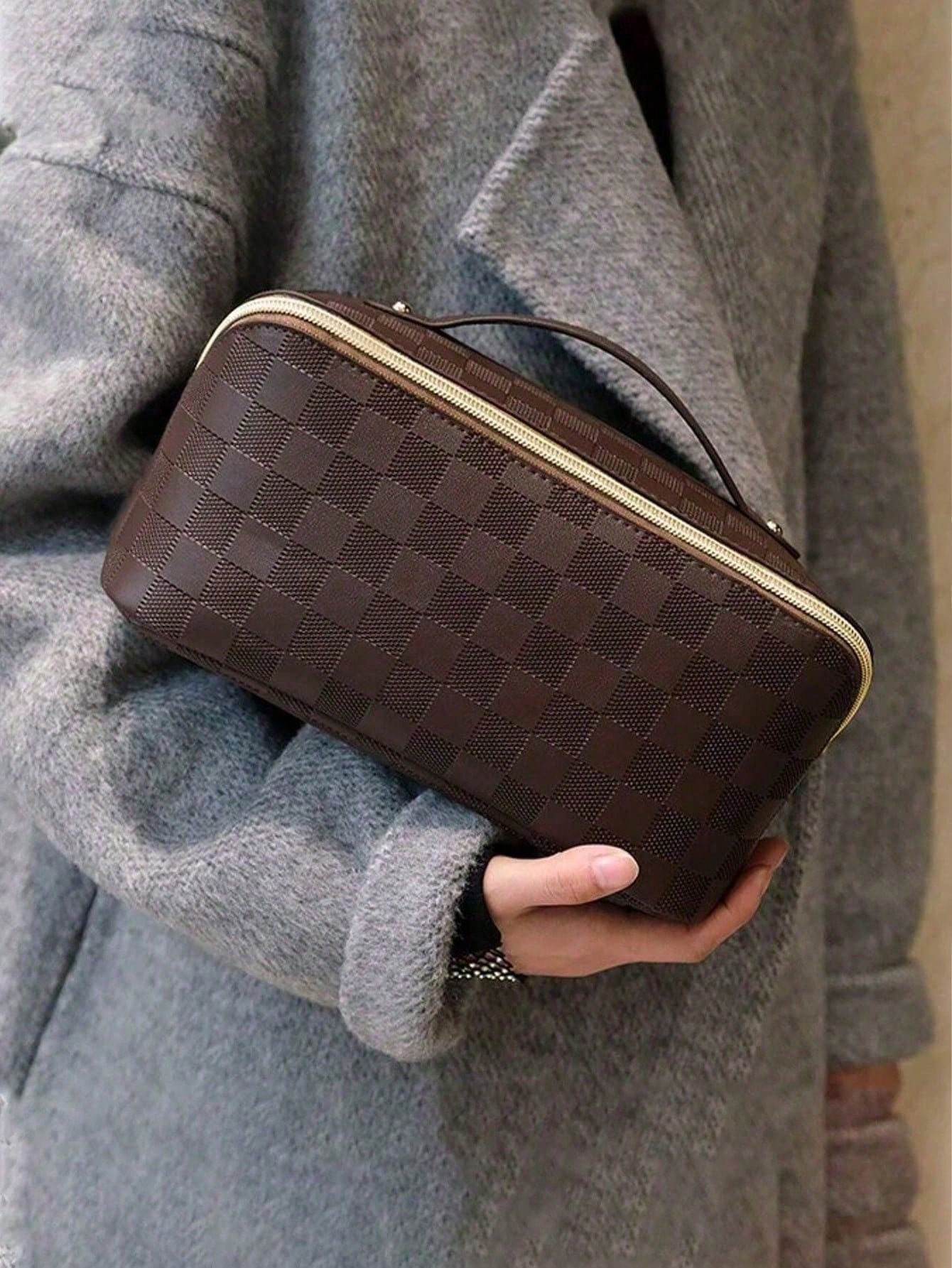 1pc PU Leather Cosmetic Bag, H - مراجعة Travel Accessories Pouch For Women وسعره