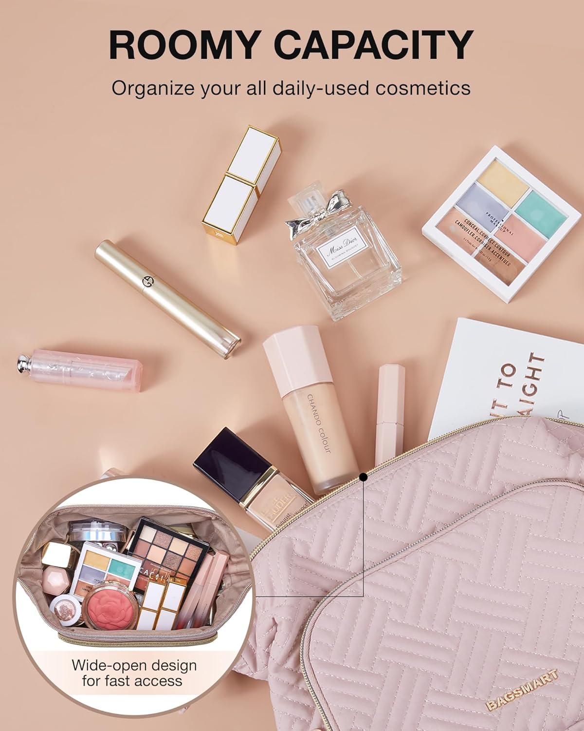 BAGSMART Travel Makeup Bag, Co - مراجعة Travel Accessories Pouch For Women وسعره