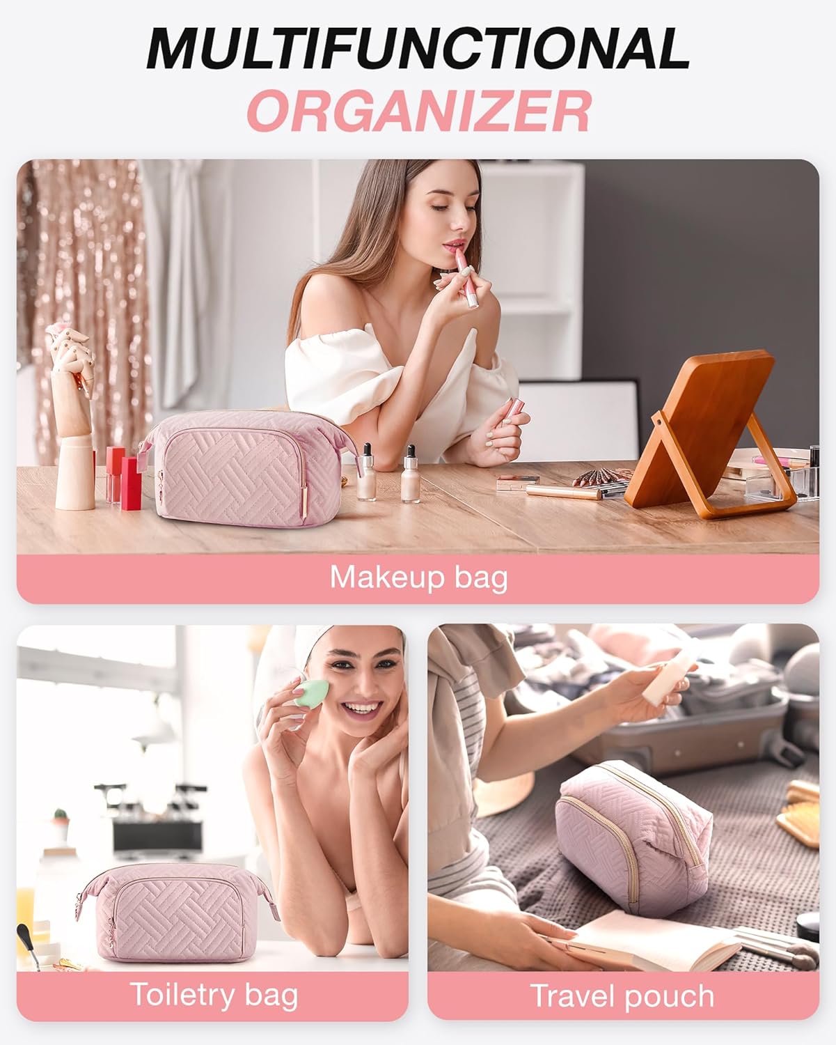 BAGSMART Travel Makeup Bag, Co - مراجعة Travel Accessories Pouch For Women وسعره