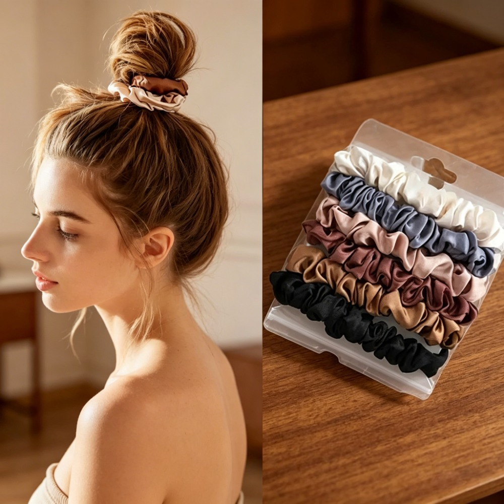 6Pcs Soft Satin Hair Scrunchie - مراجعة Travel Accessories For Girls وسعره