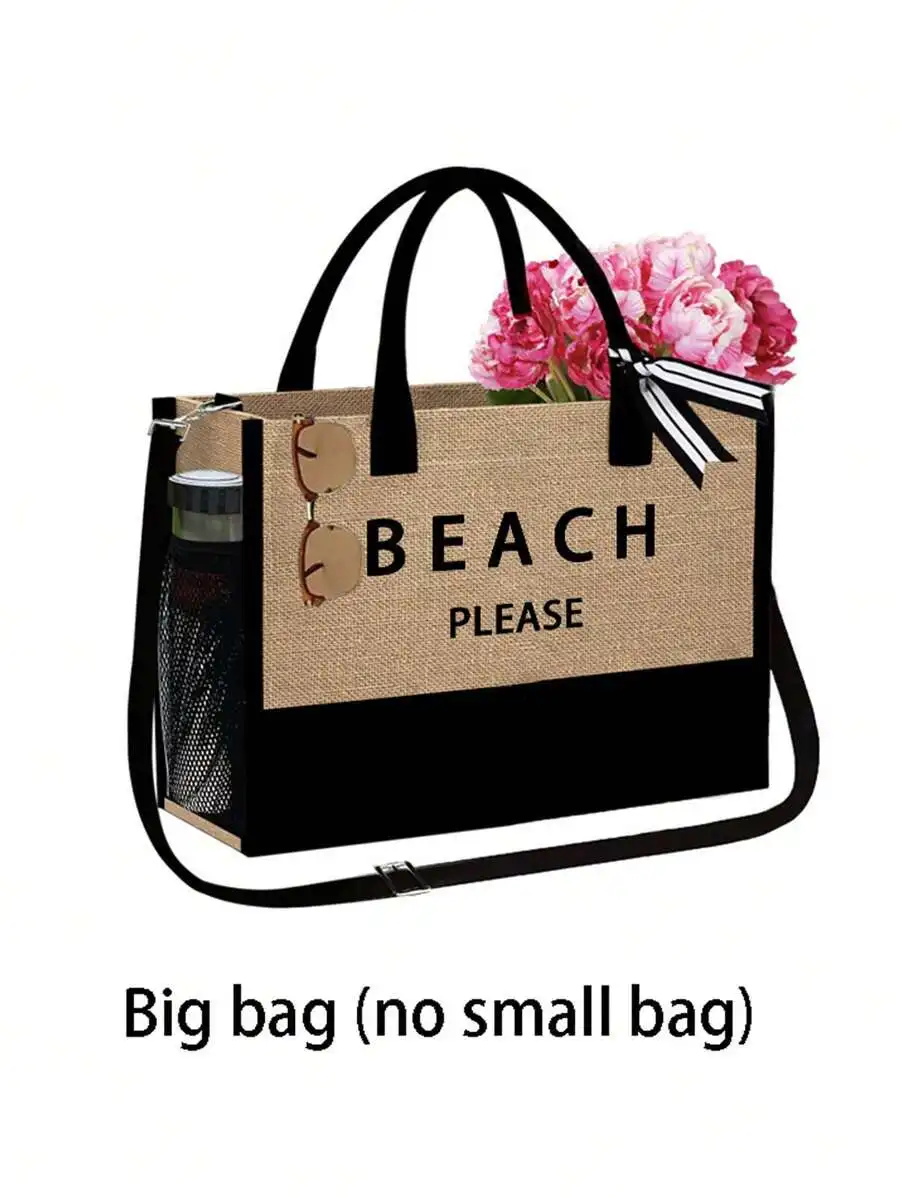Beach Tote Bag Set With Cosmet - مراجعة Travel Accessories Pouch For Women وسعره