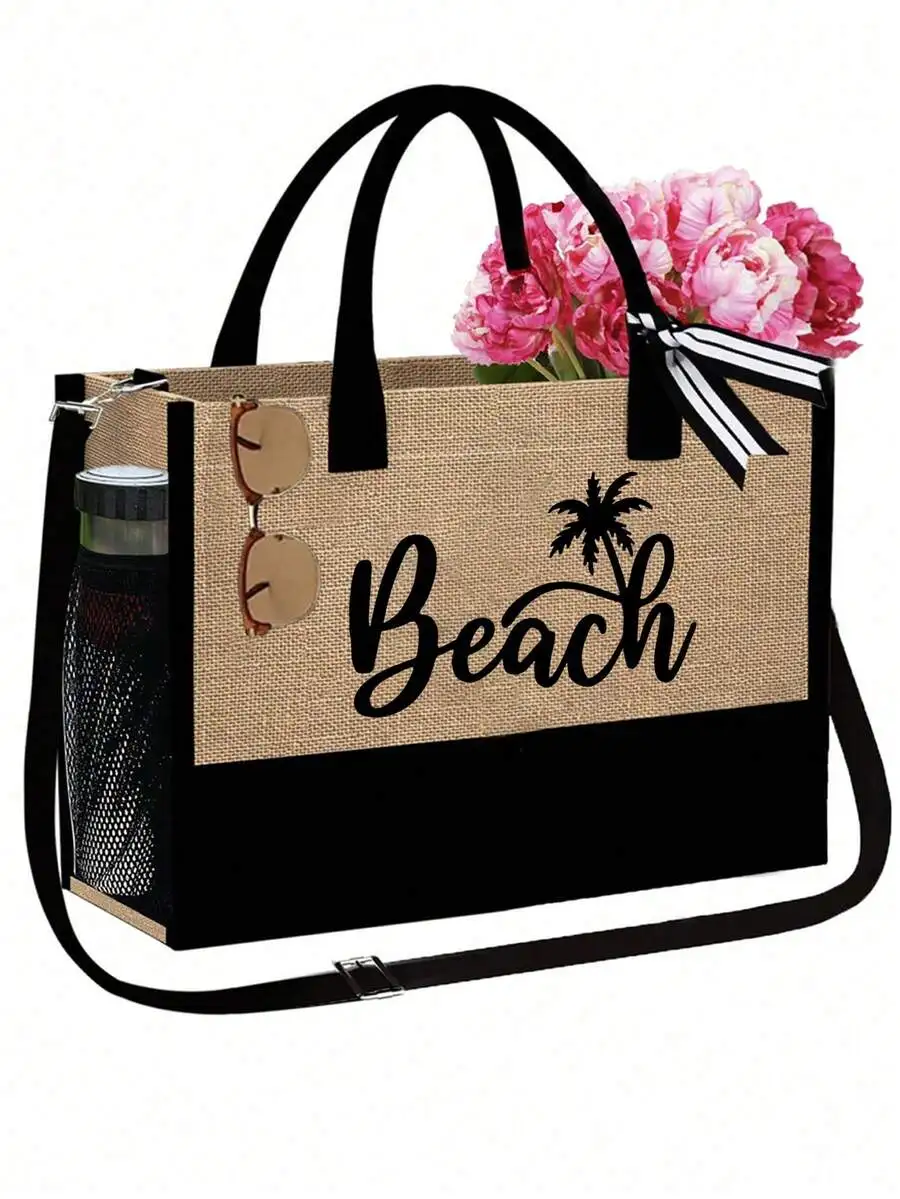 Beach Tote Bag Set With Cosmet - مراجعة Travel Accessories Pouch For Women وسعره